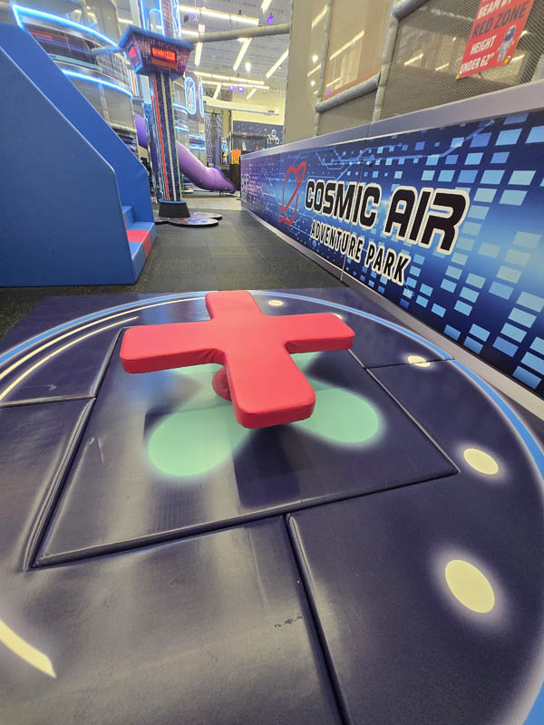 Balance Beam activity at Cosmic Air indoor adventure park, Webster, TX.