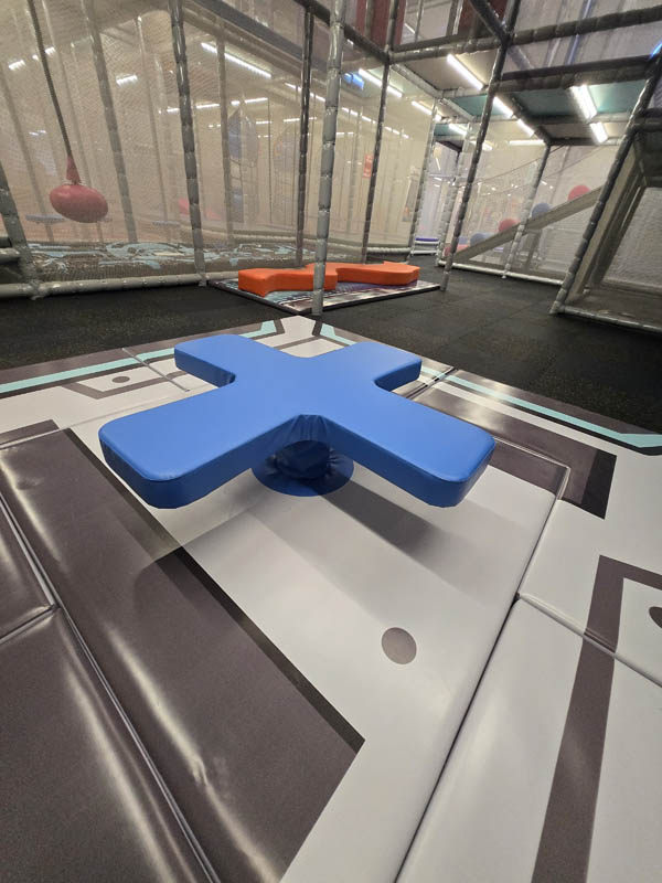 Balance Beam activity at Cosmic Air indoor adventure park, Webster, TX.