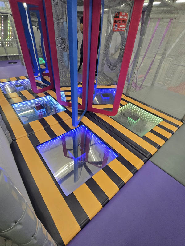 Glass Floor adventure at Cosmic Air indoor park, Webster, Texas.