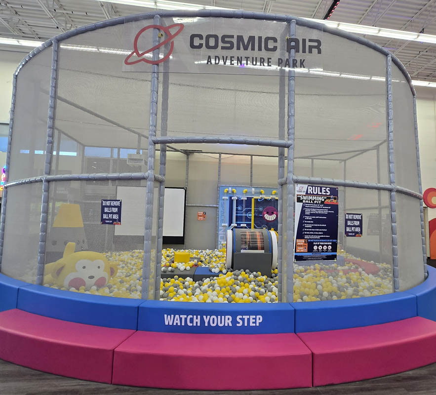 Swimming Ball Pit at Cosmic Air Adventure Park, indoor fun for kids in Webster, TX.