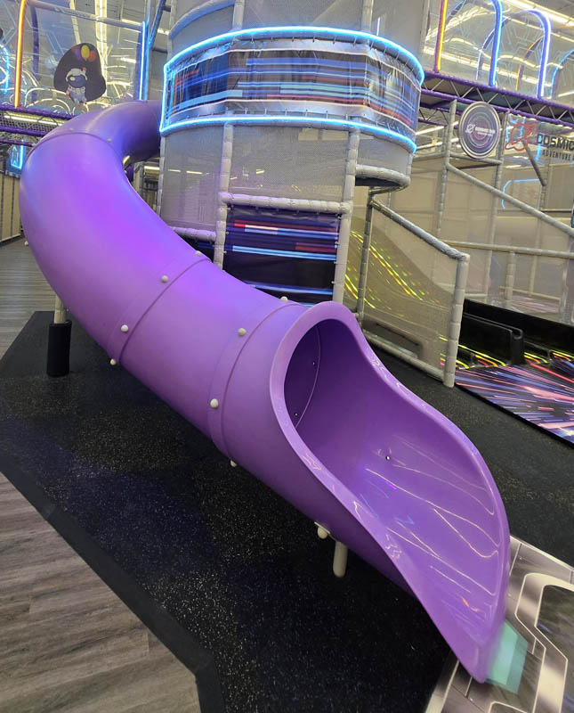 Spiral Slide adventure at Cosmic Air indoor park, Houston, Texas.