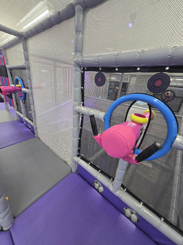 Bazooka Ball Blaster attraction at Cosmic Air indoor park, Webster, Texas.