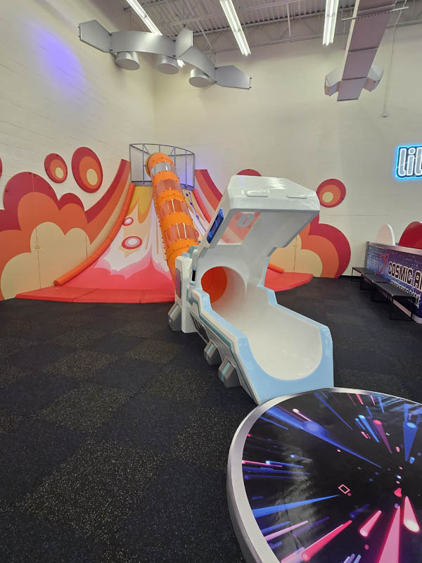 Lava & Volcano Slide in Webster, TX at Cosmic Air Adventure Park for indoor fun.