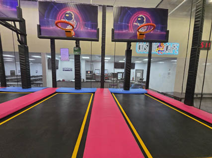 Jr Basketball Jammer at Cosmic Air in Houston area, Texas, indoor fun.