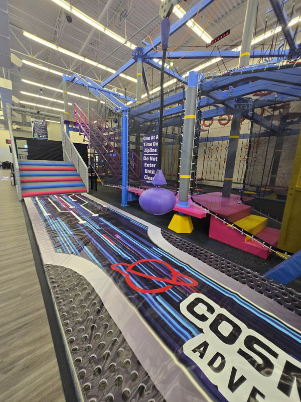 Zipline attraction at Cosmic Air Adventure Park in Webster, Texas.