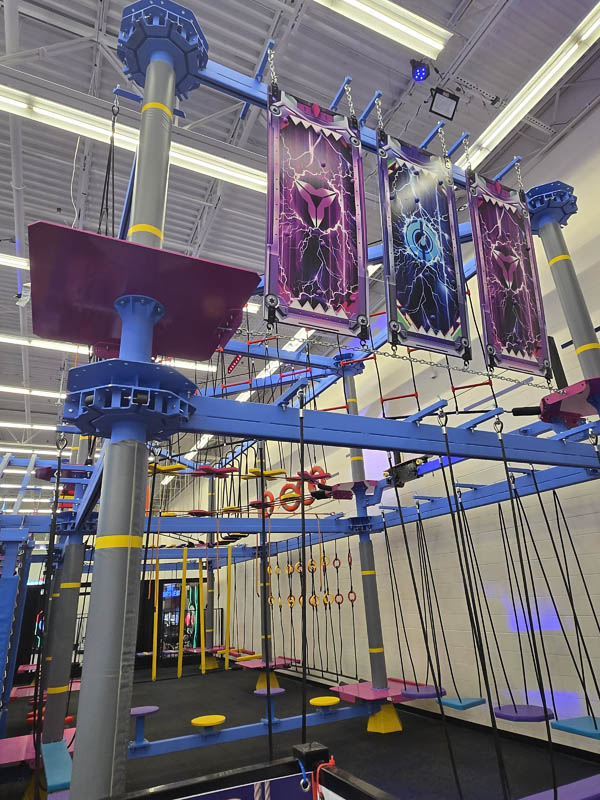 Advanced Ropes Course at Cosmic Air indoor park, Webster, TX.