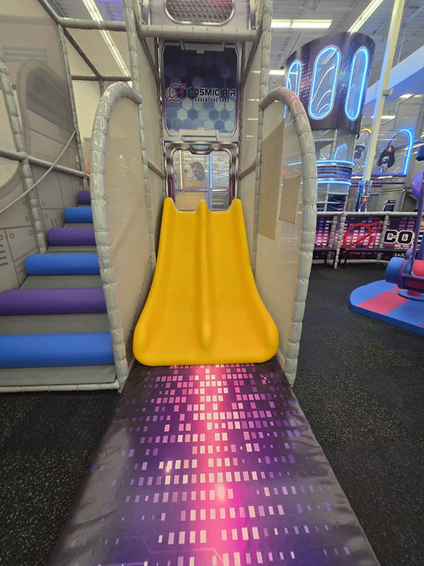 Toddler Slide attraction at Cosmic Air in Texas, fun indoor park for kids
